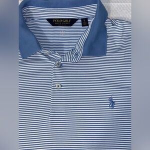 POLO GOLF RALPH LAUREN Men’s Blue and White Striped Short Sleeve Polo Size XL